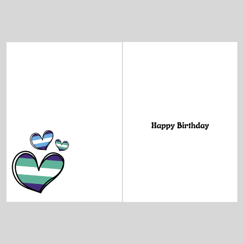 Inside the Bare Cards MLM Birthday Card with a heart design and 'Happy Birthday' text on a white background