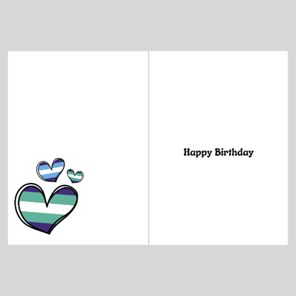 Inside the Bare Cards MLM Birthday Card with a heart design and 'Happy Birthday' text on a white background