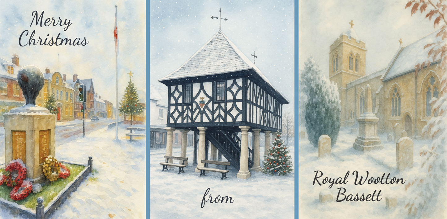 RWB Self-Sealing Trifold Christmas Card showing local landmarks