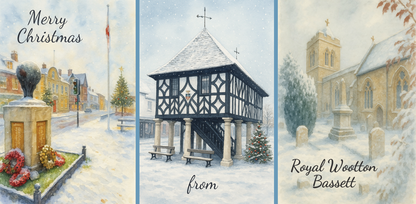 RWB Self-Sealing Trifold Christmas Card showing local landmarks