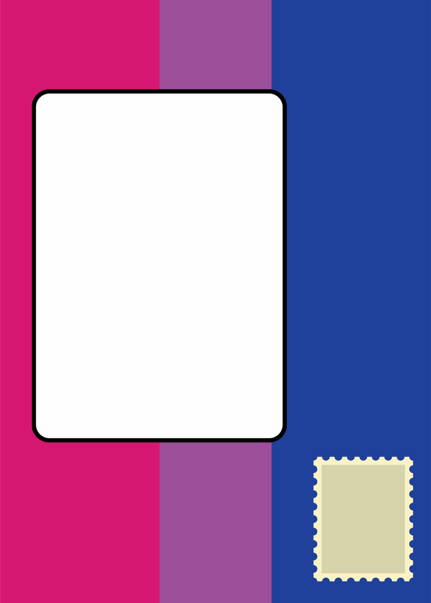 Envelope featuring Bisexual Pride Flag with space to write address and affix stamp