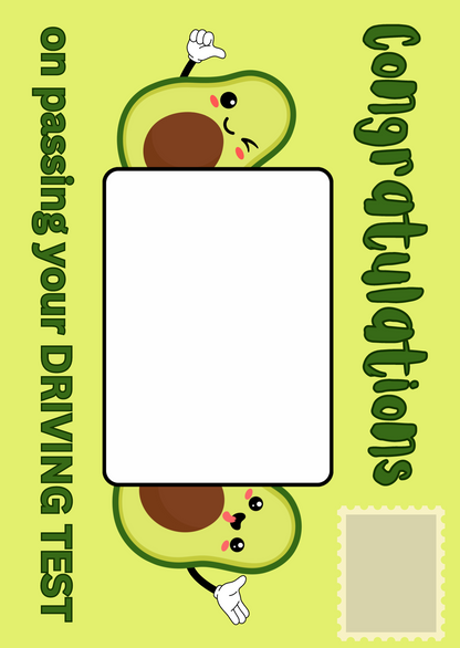 Funny Driving Test Congratulations Greetings Card with Avocado Pun