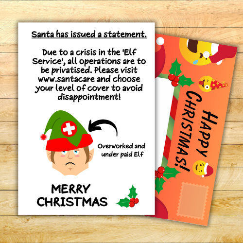 Crisis in the 'Elf Service' Christmas Card Joke