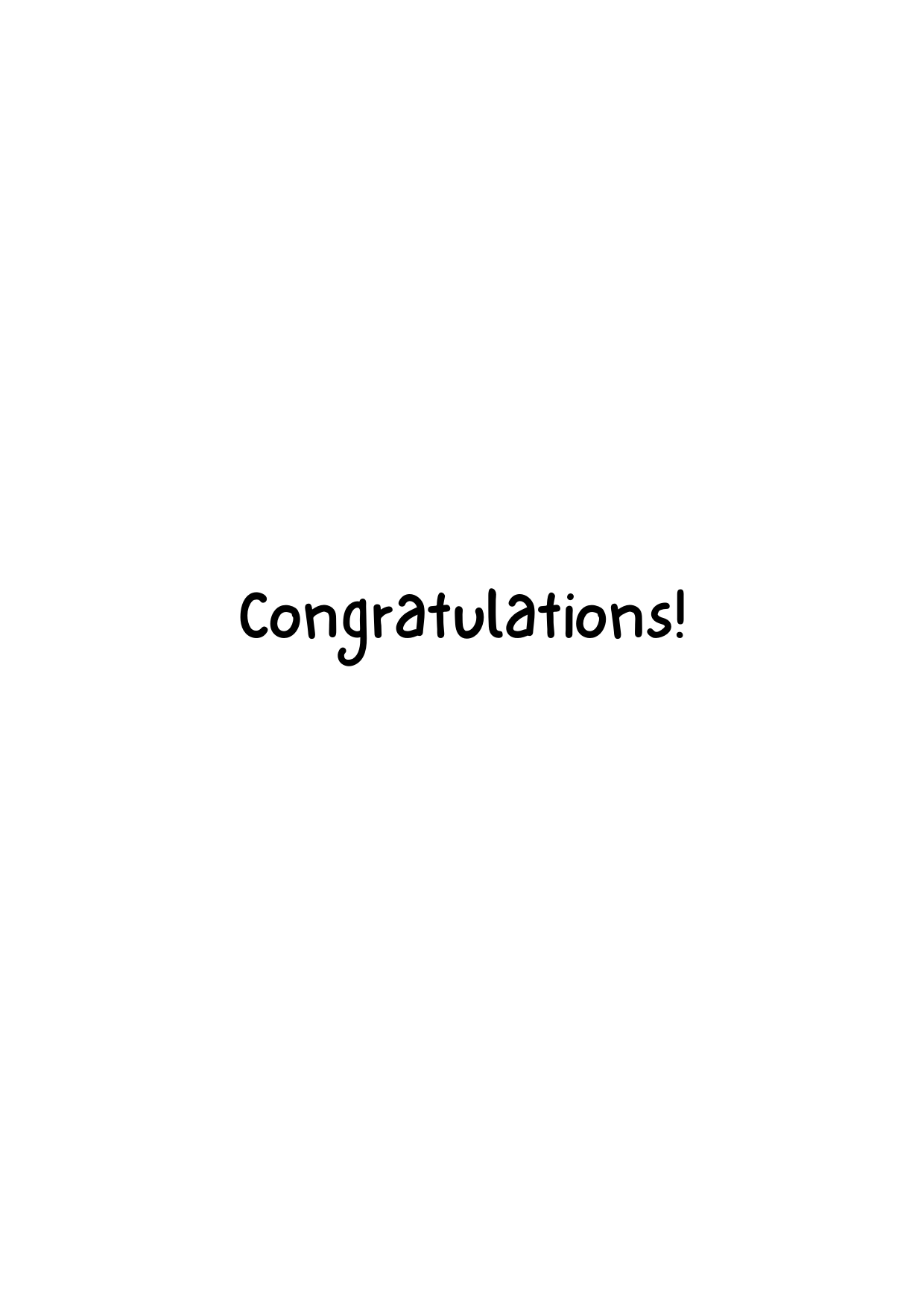 Inside message of exam congratulations card for students 'Congratulations!'