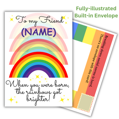 Personalised LGBT Rainbow Birthday Card for friend