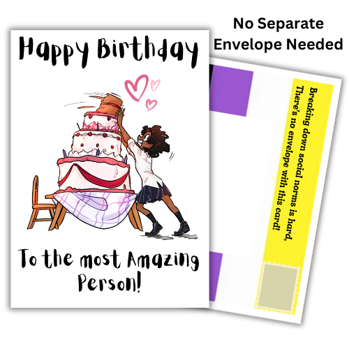 Gender neutral birthday cake card for your non-binary relative or friend - Happy Birthday to the most amazing person