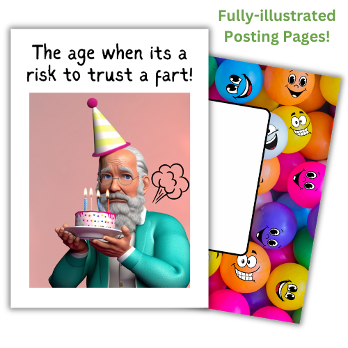 Funny Birthday Card with Old Age Fart Joke