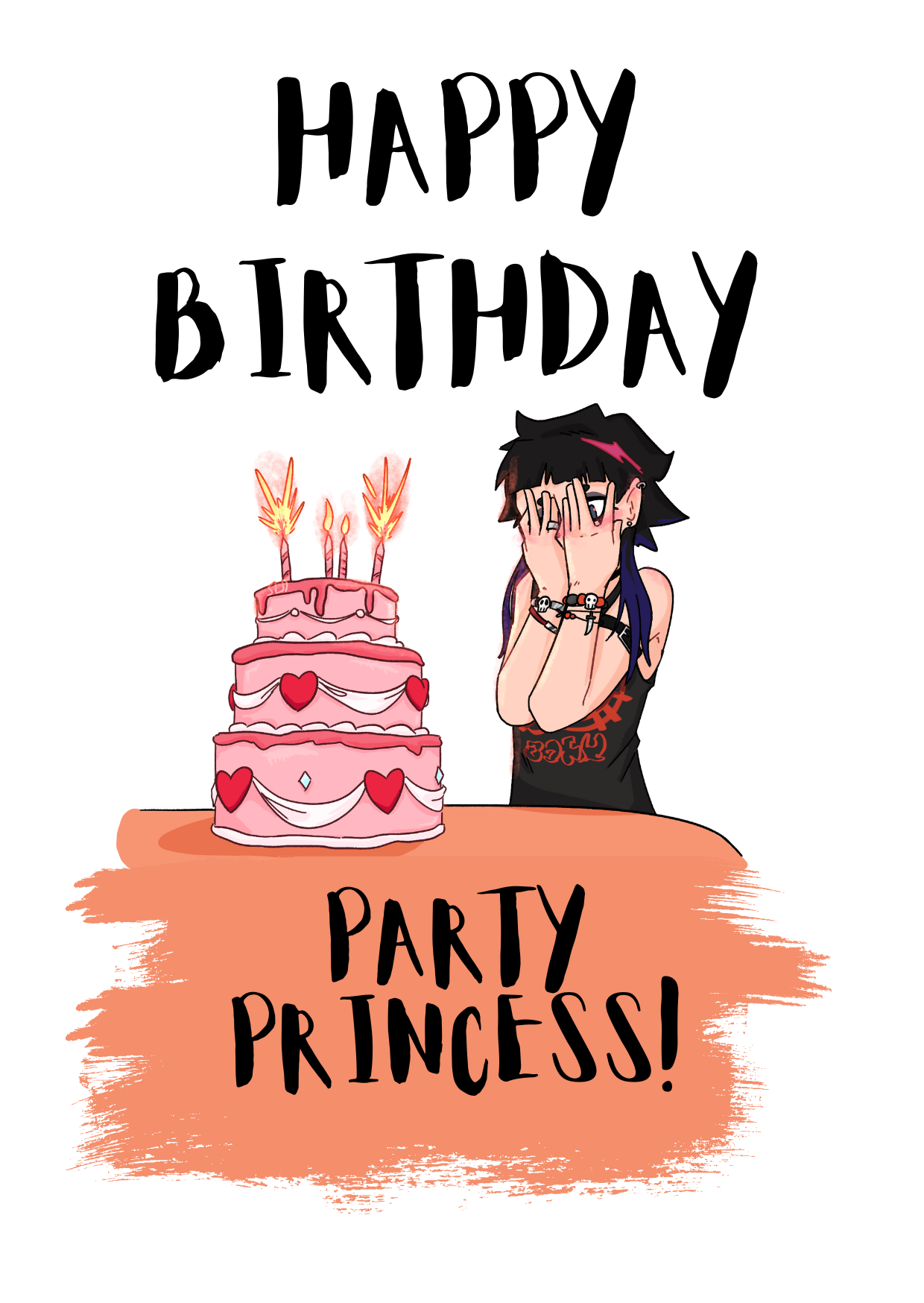 Goth Girl Birthday Card for the Teenage Party Princess