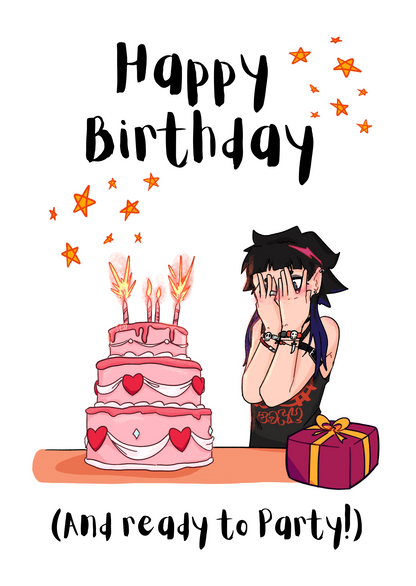 Goth Girl Inappropriate Birthday Cake Card