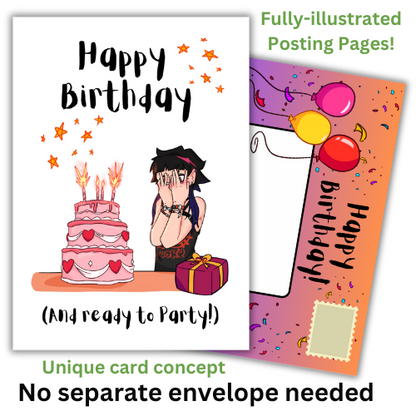 Goth Girl Inappropriate Birthday Cake Card