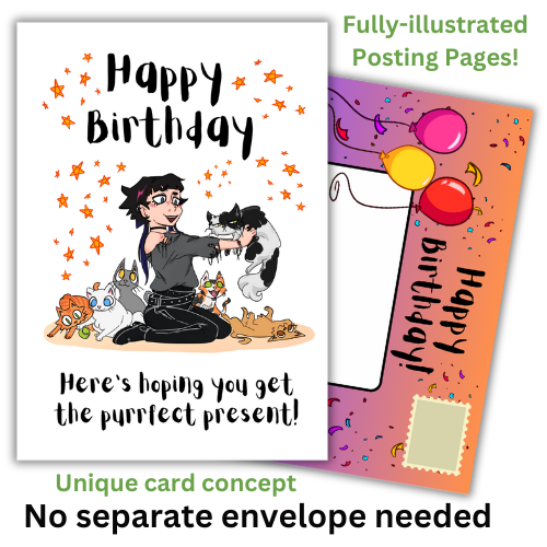 Goth Girl Moody Cat Birthday Card