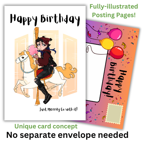 Goth Girl Merry-Go-Round Birthday Card