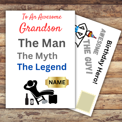 Personalised and Funny Legendary Grandson Birthday Card