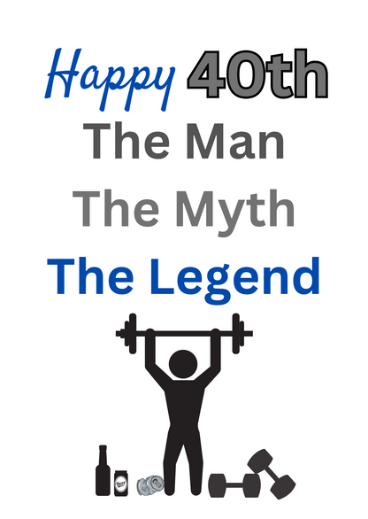 Happy 40th Gym Lover Birthday Card for him