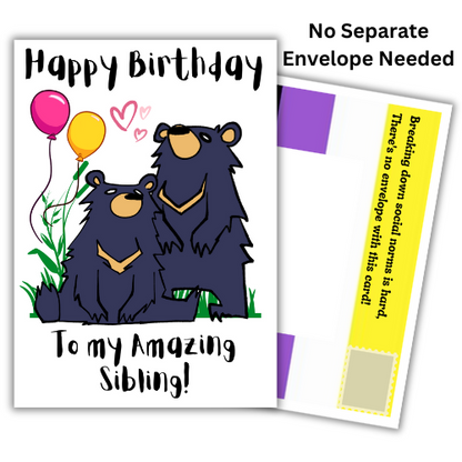 Non-Binary Birthday Card for your gender neutral sibling from a proud brother or sister.