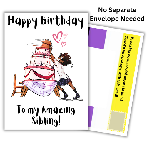 Sibling Birthday Card Cake | Non-binary card | LGBTQ+ sibling Card from proud brother or sister