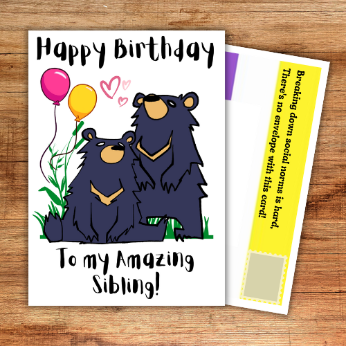 Non-Binary Birthday Card for your gender neutral sibling from a proud brother or sister.