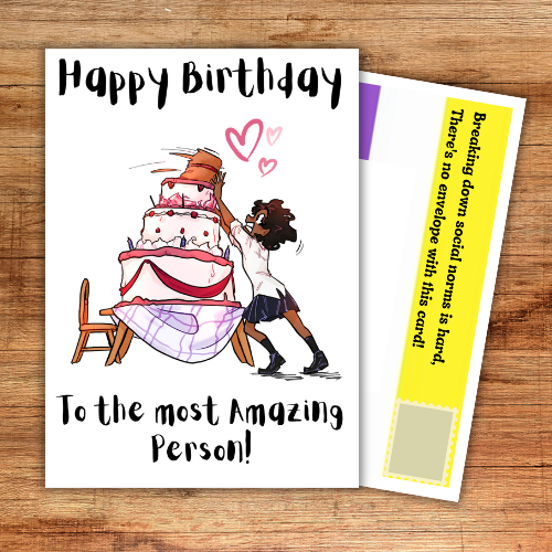 Gender neutral birthday cake card for your non-binary relative or friend - Happy Birthday to the most amazing person