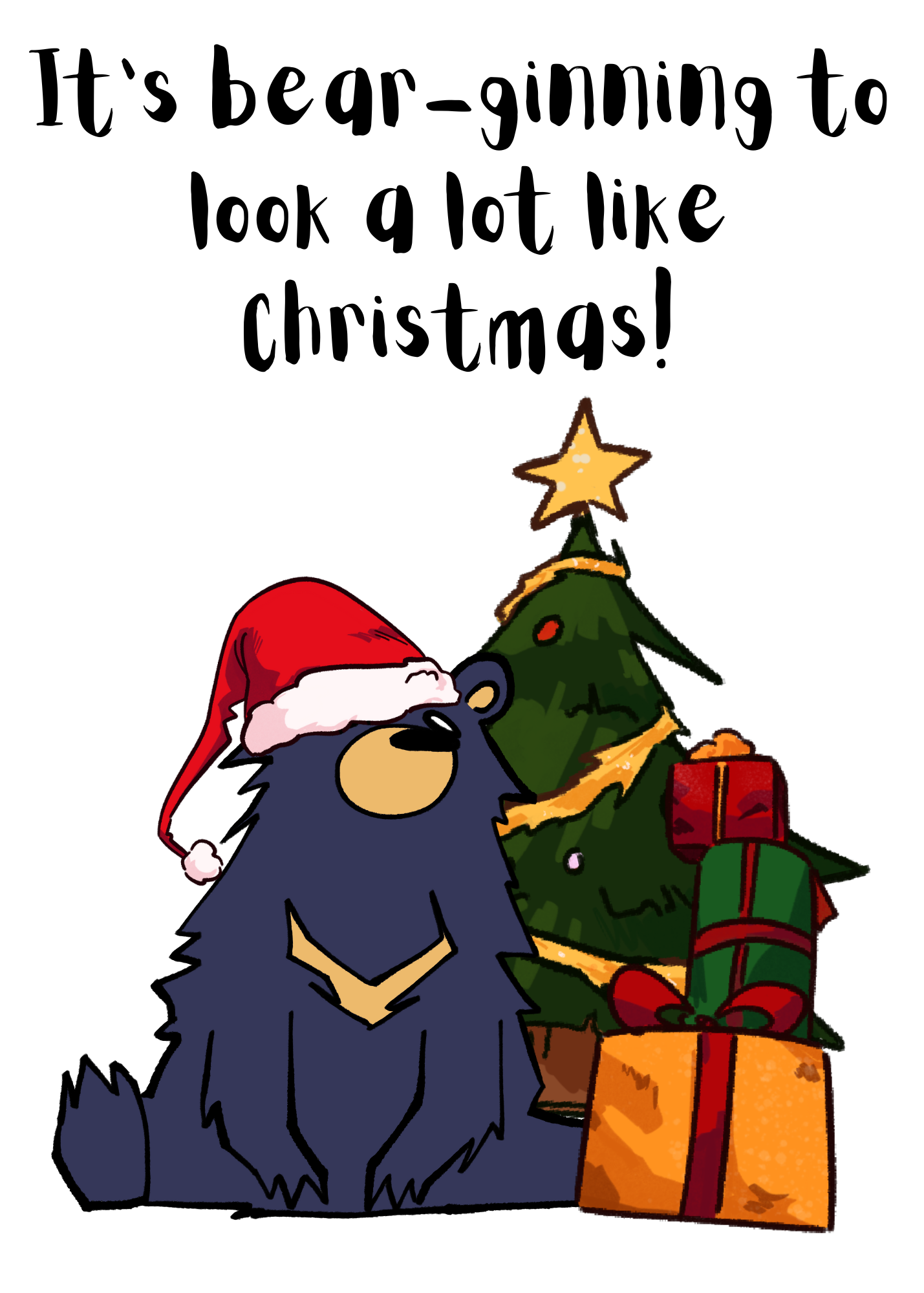 Personalised Cute Bear Christmas Carol Pun