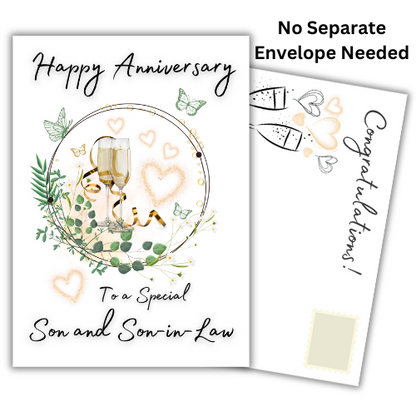 Son and Son-in-Law Champagne Anniversary Card