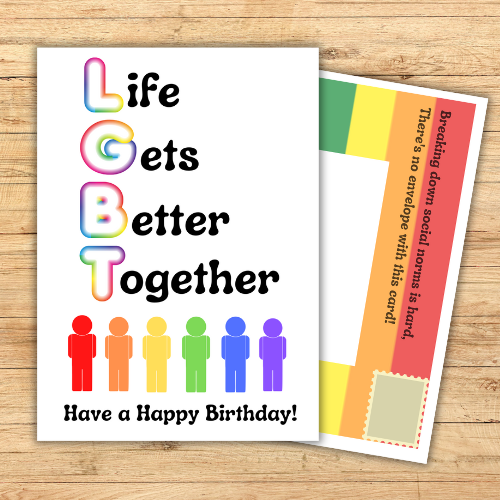 "Life Gets Better Together" LGBT Birthday Card