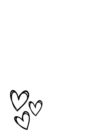 Three black hearts on a white background