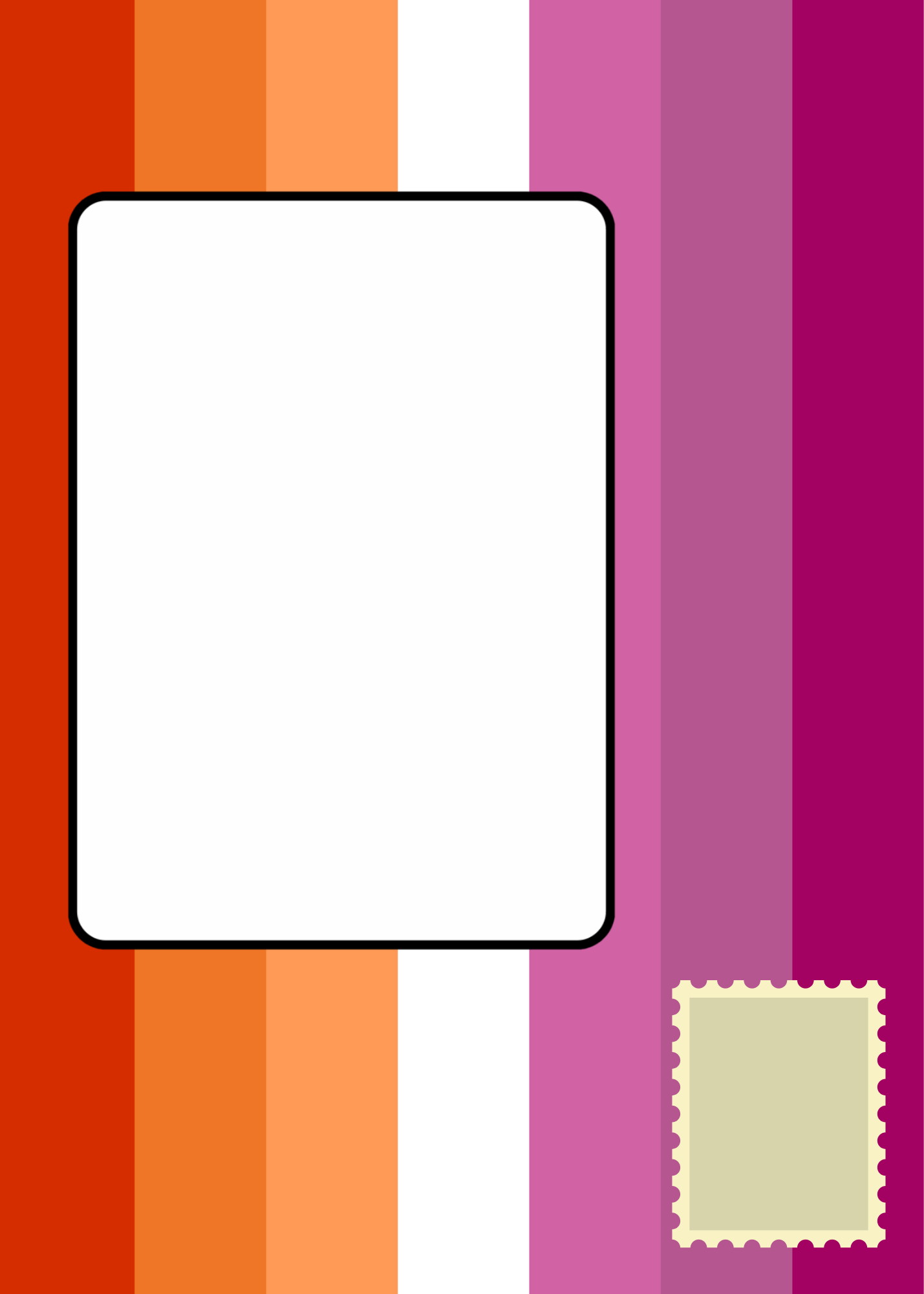 Colorful Lesbian Flag striped pattern with a white rectangular area and place for stamp