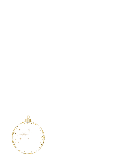 Clear Christmas ornament with gold accents on a white background