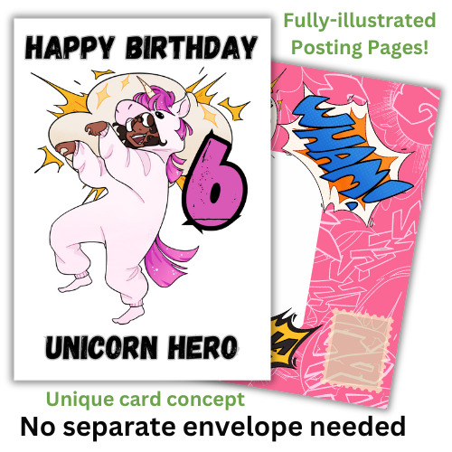 Little Heroes Happy 6th Birthday Card Unicorn Hero