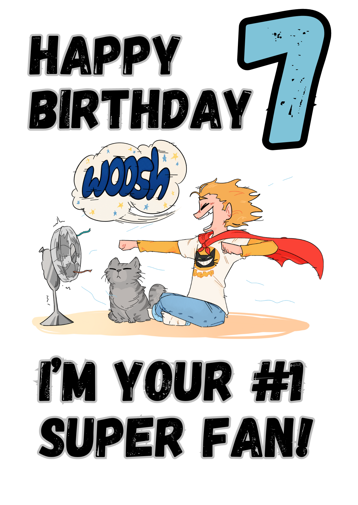 Little Heroes Happy 7th Birthday Card for your Super Hero Boy