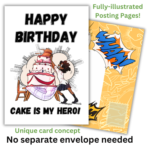 Little Heroes Kids Birthday Card for any Cake Loving Super Hero