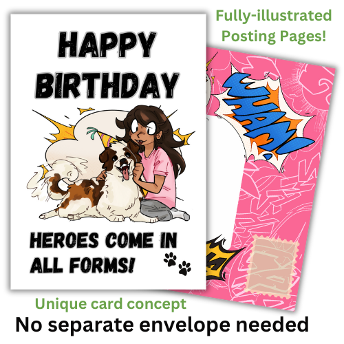 Little Heroes Kids Birthday Card for your Dog Loving Girl