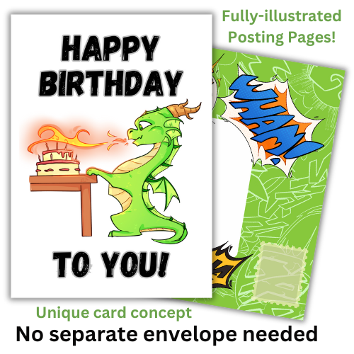Little Heroes Kids Birthday Card Dragon Lighting Cake