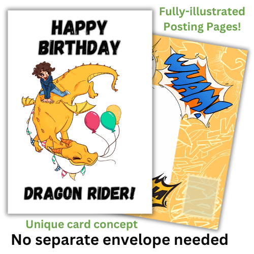 Little Heroes Kids Birthday Card Dragons and Balloons