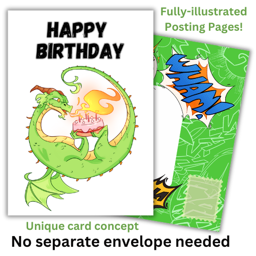 Little Heroes Kids Birthday Card for your Dragon Loving Super Hero