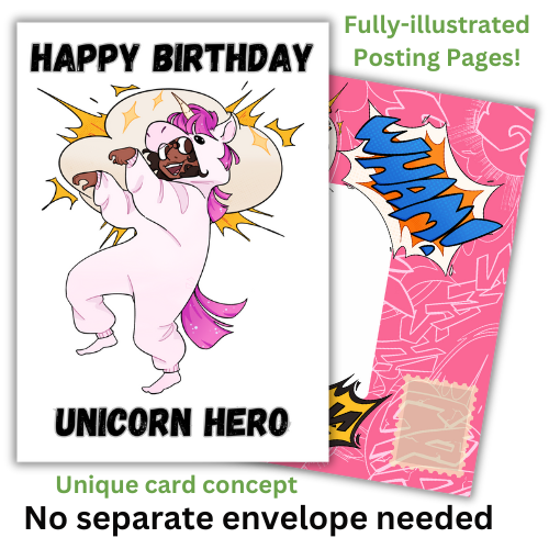 Little Heroes Kids Birthday Card Unicorn Hero