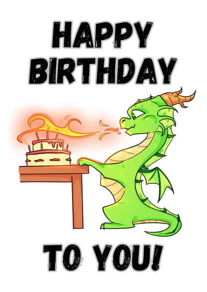 Little Heroes Kids Birthday Card Dragon Lighting Cake