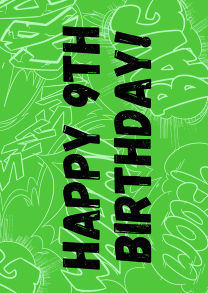 Little Heroes Happy 9th Birthday Card for your Dragon Loving Super Hero