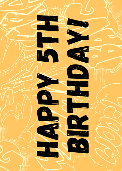 Little Heroes Happy 5th Birthday Card Dragons and Balloons