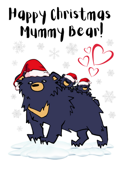 Cute Bear Christmas Card for Mummy