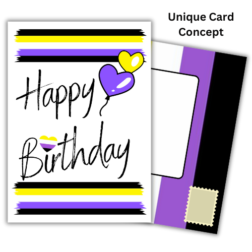 Gender Neutral Supportive Birthday Card featuring Non-Binary Flag