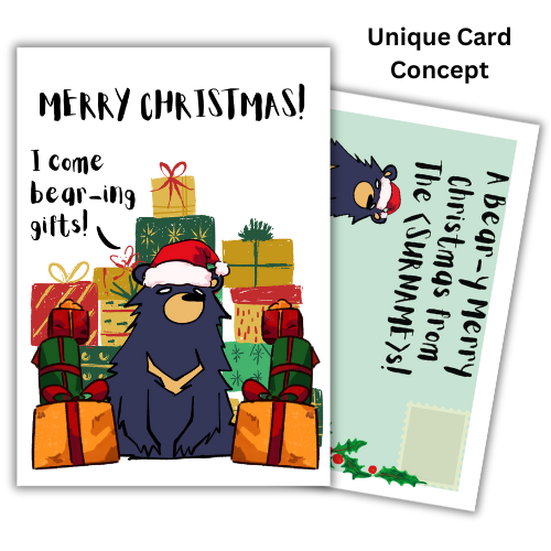 Personalised Cute Bear Christmas Card Pun