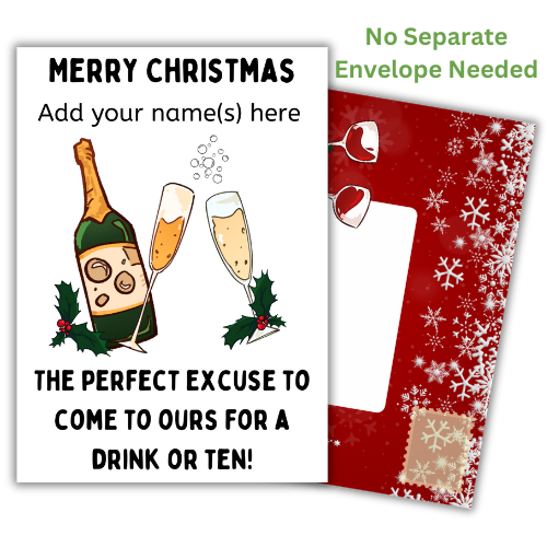 Personalised Christmas Card to send to Special Friends to invite them for a drink this festive season