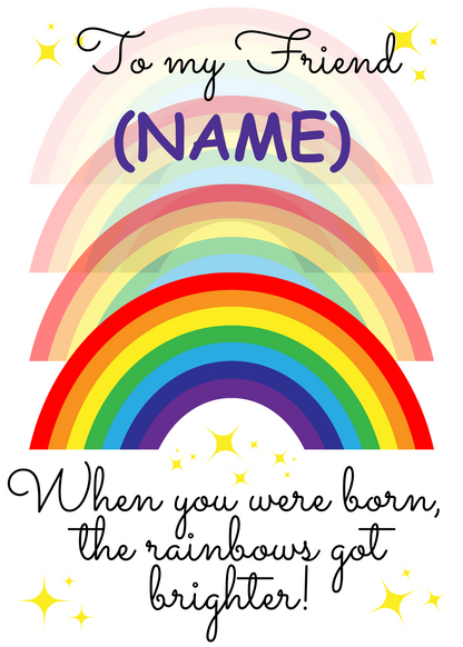 Personalised LGBT Rainbow Birthday Card for friend