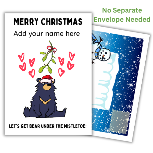 Personalised Cute Bear Christmas Card for Loved one