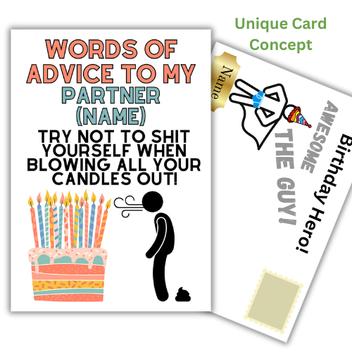 Personalised Cheeky Card for your legendary partner on his birthday, complete with funny illustrated posting pages just for them.
