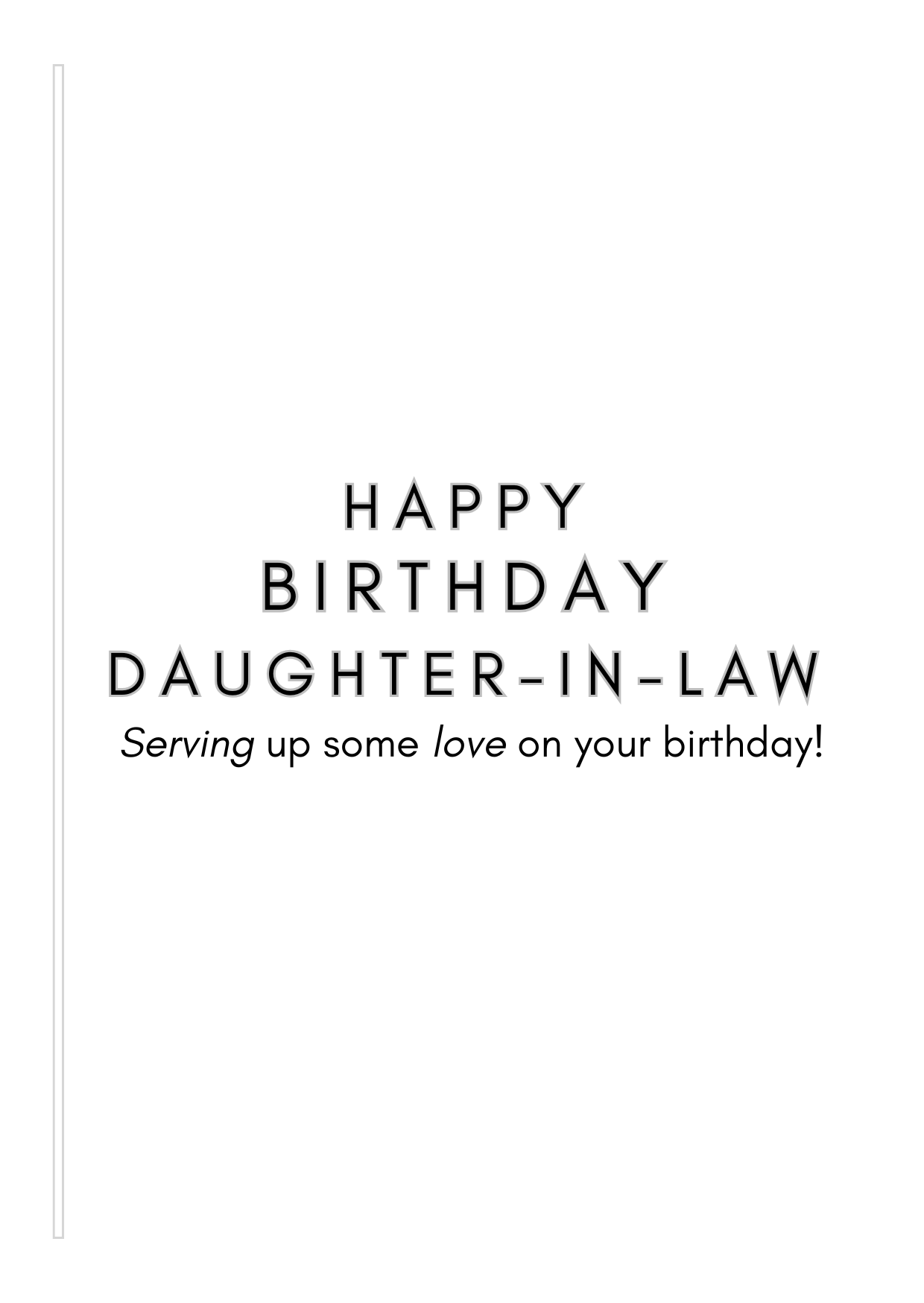 Bare Cards Female Tennis Birthday card Insert Verse with the text "Happy Birthday Daughter-in-Law. Serving up some love on your birthday!" on a white background 