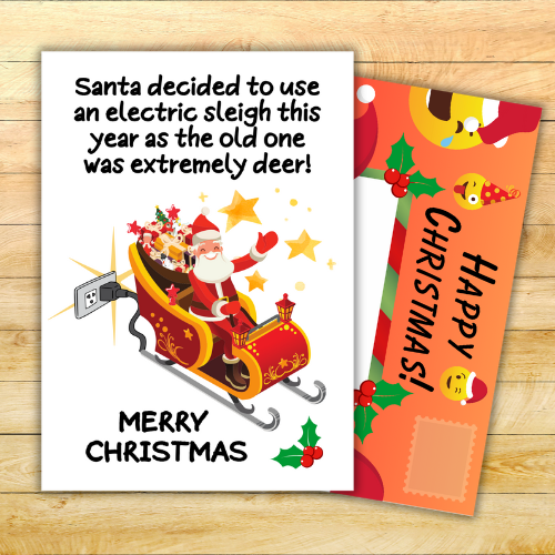 Santa's gone electric funny joke Christmas card