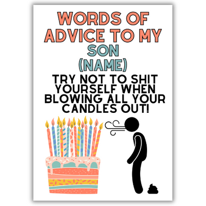 Son Birthday Card | Son  Card Personalized | Humour card for son