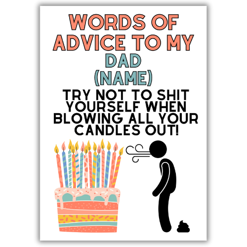 Dad Birthday Card Personalised | Rude card for Dad
